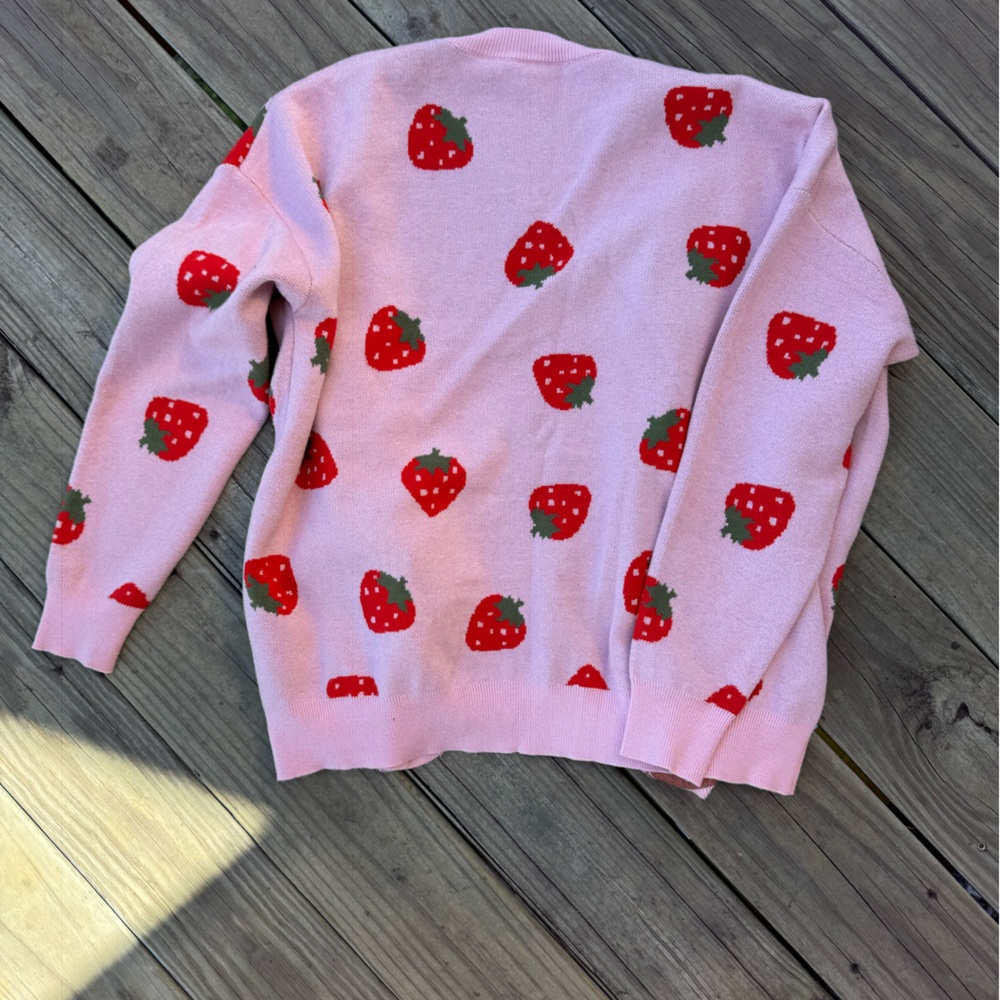 Pink Strawberry Patterned Cardigan - Picture 2 of 3